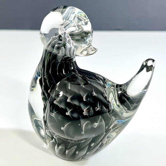 FM‎ Ronneby Konstglas Art Glass Bird Paperweight Fumato Glass Sweden - Picture 12 of 12